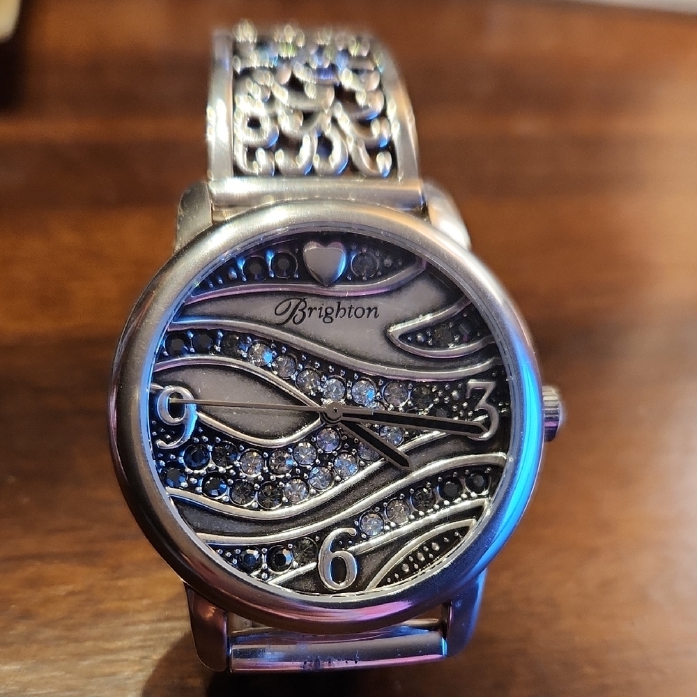 Zaria Brighton Silver Watch with Intricate Design